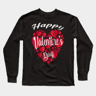 Happy Valentines Day 2022 Couples Matching Red Hearts Long Sleeve T-Shirt
